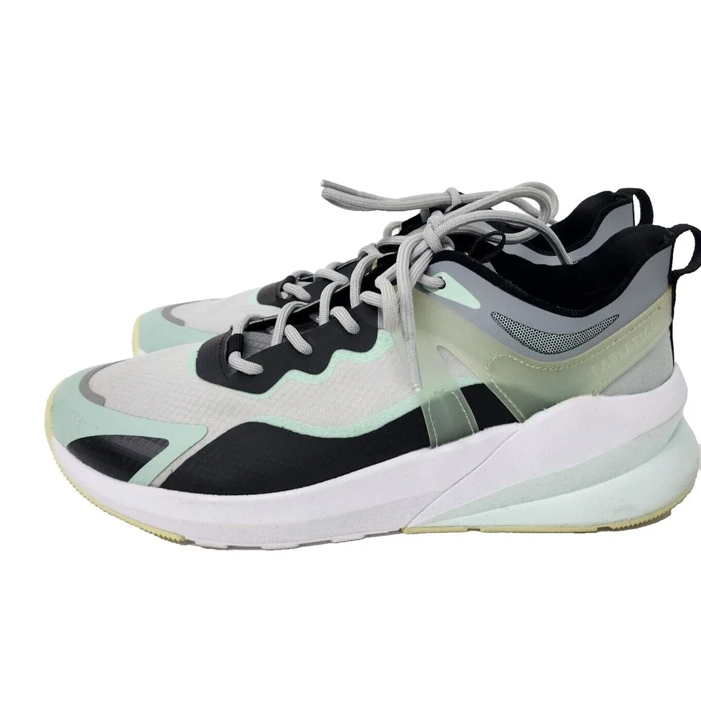 Fabletics Womens Cheviot Performance Sneakers 7.5 White Teal Westlake Lace Up